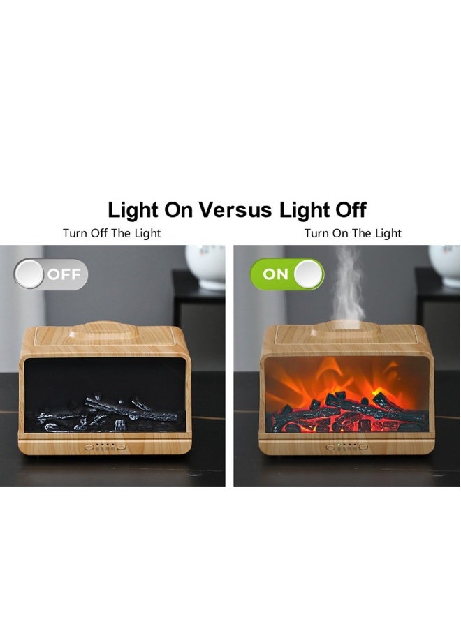 Dynamic Simulated Flame Aromatherapy Diffuser, Ultrasonic Humidifier , Wood Grain Flame Fireplace Wax Melter ,Suitable for Use in Offices and Bedrooms, Can be Switched On and Off at Regular Intervals