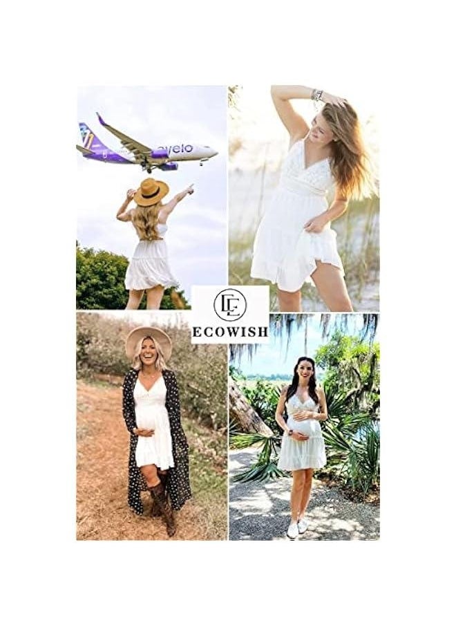 Dresses for Women 2024 Summer V-Neck Spaghetti Strap Bowknot Backless Sleeveless Lace Mini Swing Skater Dress