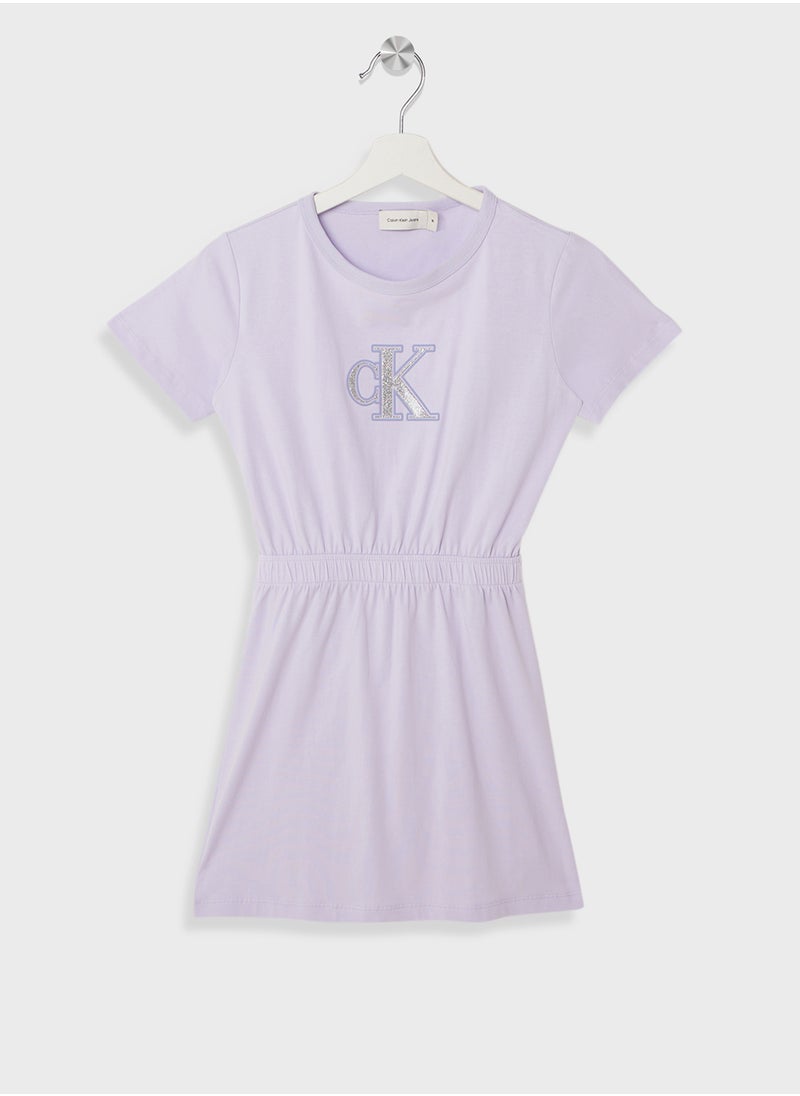 Kids Monologo Metallic T-Shirt Dress