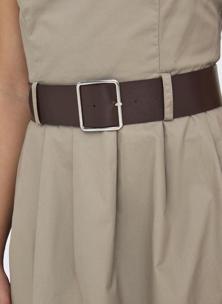 Belted Strapless Midi Dress