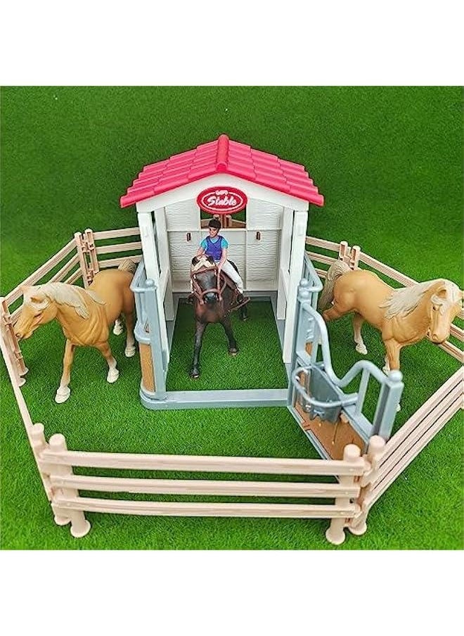 40PCS Plastic Horse Fence Toys Farm Barn Corral Fencing Accessories Playset for Paddock Horse Stable Horse Figures, Horse Toys Panel Accessories Gift for Toddlers Kids