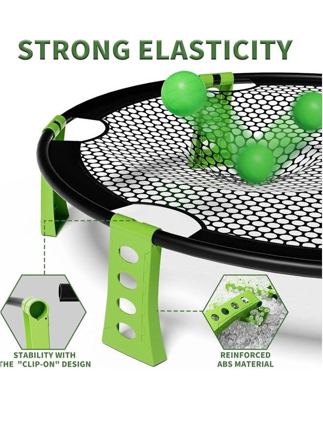 The 34-inch outdoor game includes 6 balls, a round net for children, teens, and adults, perfect games children teens aged 6-8.
