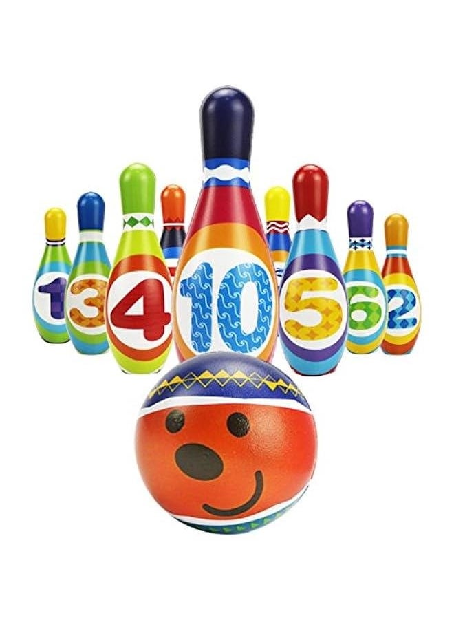 Kids Bowling Toys Set, Toddler Indoor Outdoor Activity Play Game, Soft 10 Foam Pins & Two Balls Playset, Educational, Birthday Party Gift for 18 24 Months, 2 3 Year Old Children Boy Girl