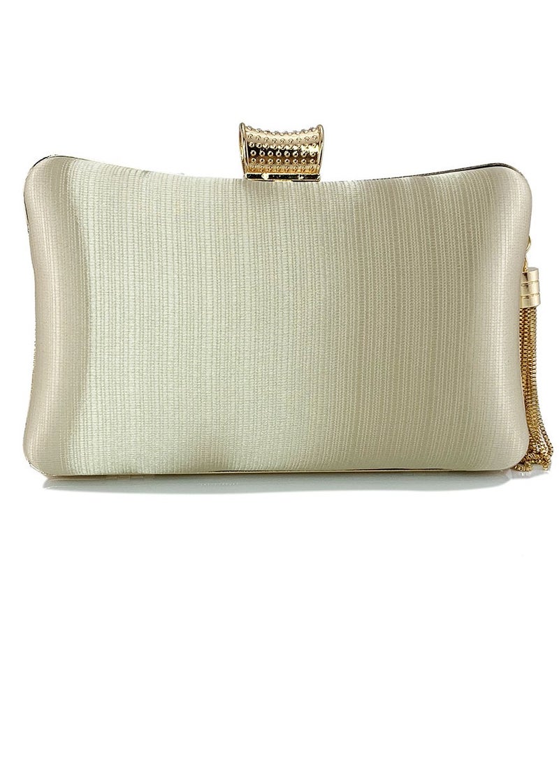 Womens tassel Decoration Clutch Purses Evening Crossbody Bag Chain Handbag for Wedding Cocktail Party Prom Apricot