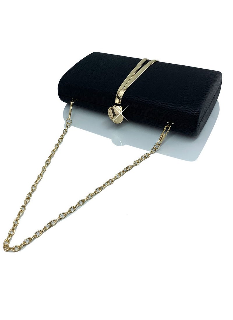 Womens Fine Glitter Fabric Clutch Purses Evening Crossbody Bag Chain Handbag for Wedding Cocktail Party Prom Black