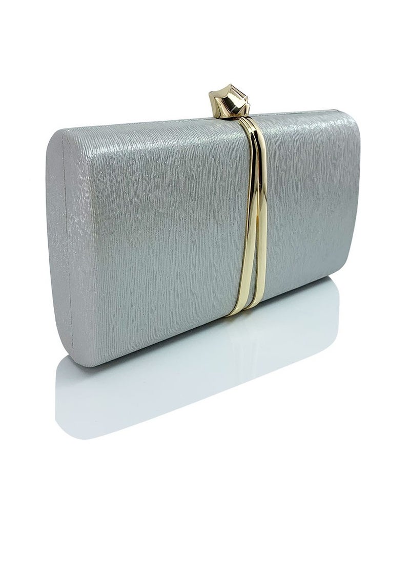Womens Fine Glitter Fabric Clutch Purses Evening Crossbody Bag Chain Handbag for Wedding Cocktail Party Prom Light Grey