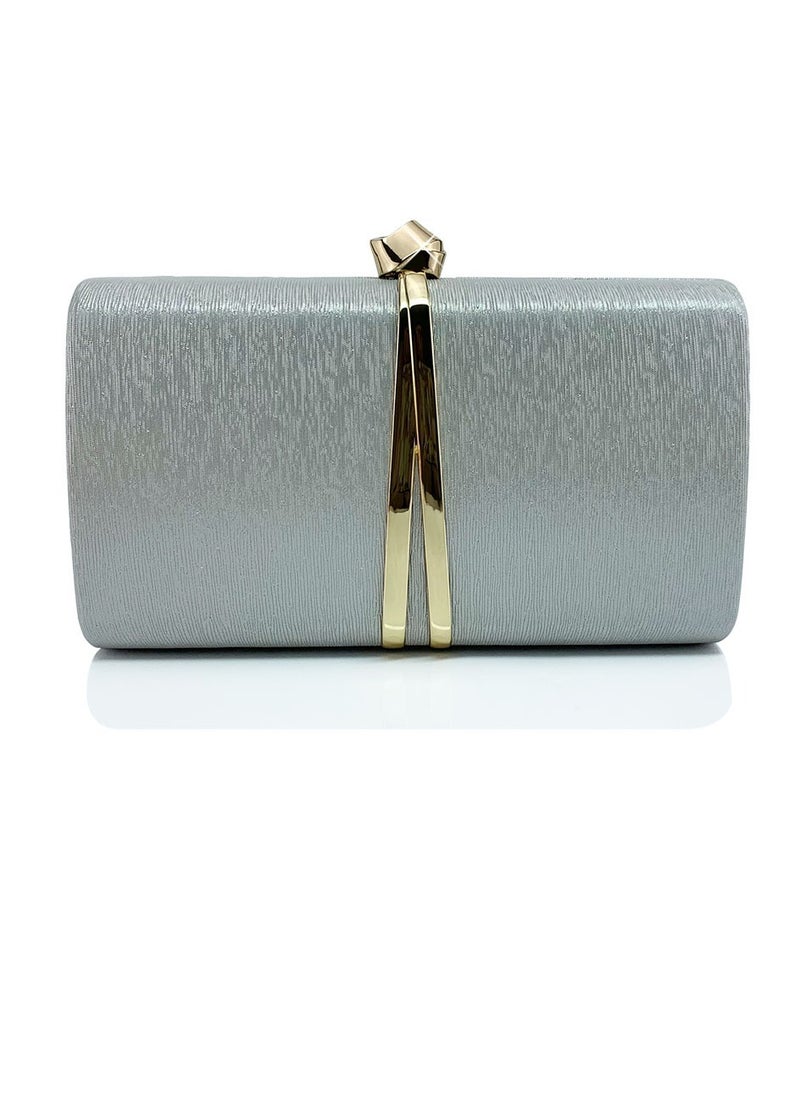 Womens Fine Glitter Fabric Clutch Purses Evening Crossbody Bag Chain Handbag for Wedding Cocktail Party Prom Light Grey
