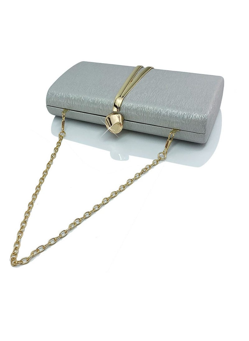 Womens Fine Glitter Fabric Clutch Purses Evening Crossbody Bag Chain Handbag for Wedding Cocktail Party Prom Light Grey