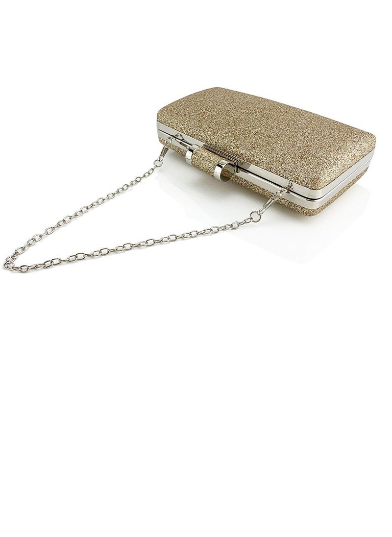 Womens Fine Glitter Fabric Clutch Purses Evening Crossbody Bag Chain Handbag for Wedding Cocktail Party Prom Gold