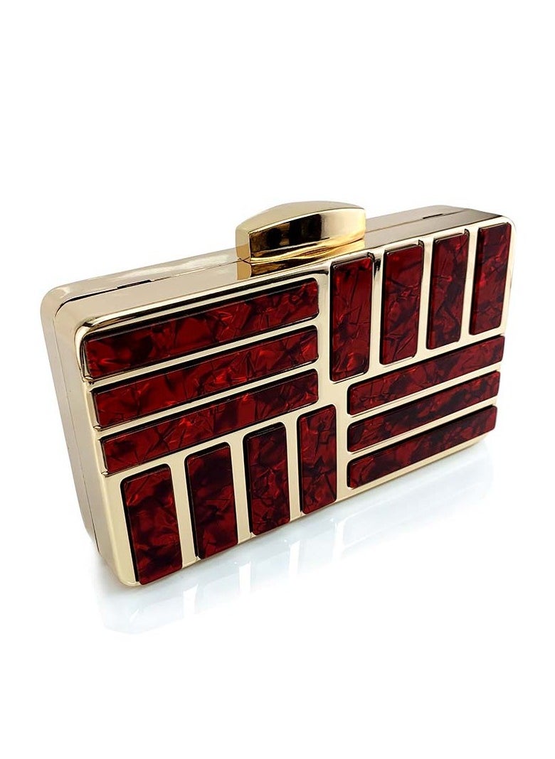 Womens Acrylic Clutch Purses Evening Crossbody Bag Shell Pattern Chain Purse Handbag for Wedding Cocktail Party Prom Wine Red