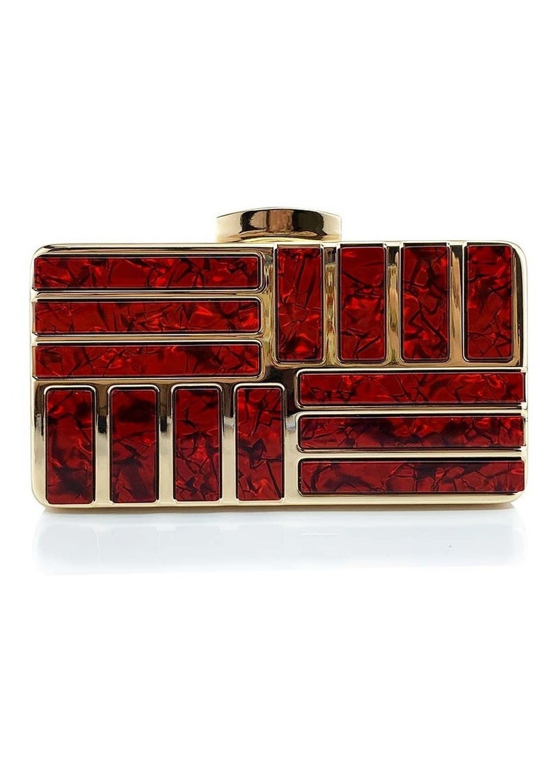 Womens Acrylic Clutch Purses Evening Crossbody Bag Shell Pattern Chain Purse Handbag for Wedding Cocktail Party Prom Wine Red