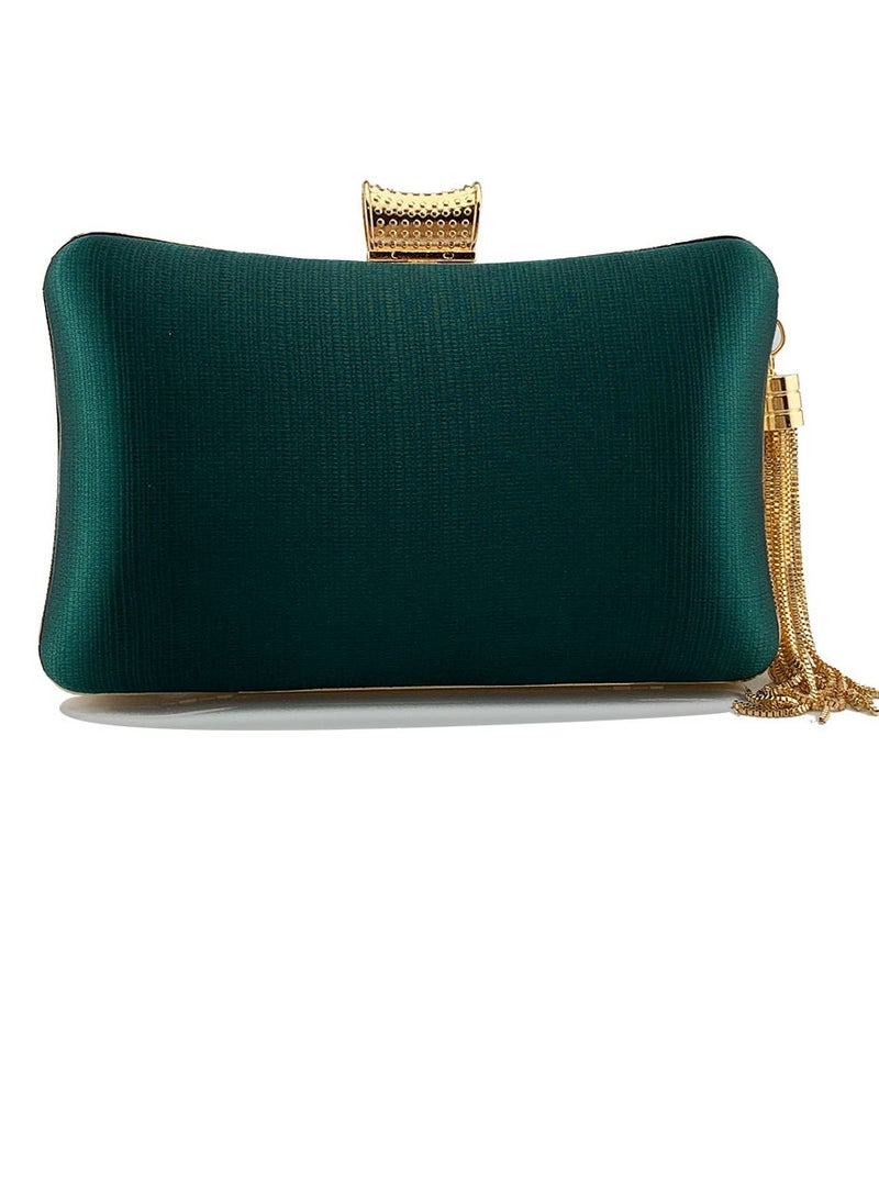 Womens tassel Decoration Clutch Purses Evening Crossbody Bag Chain Handbag for Wedding Cocktail Party Prom Blackish Green