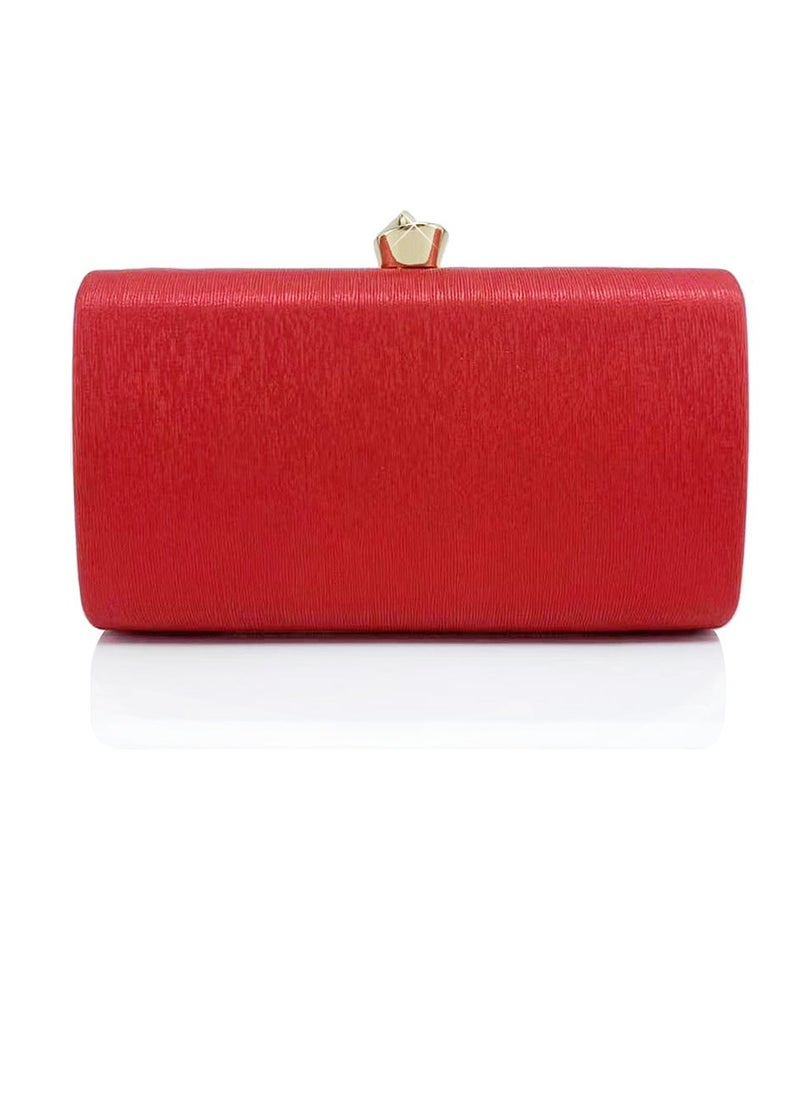 Womens Fine Glitter Fabric Clutch Purses Evening Crossbody Bag Chain Handbag for Wedding Cocktail Party Prom Red