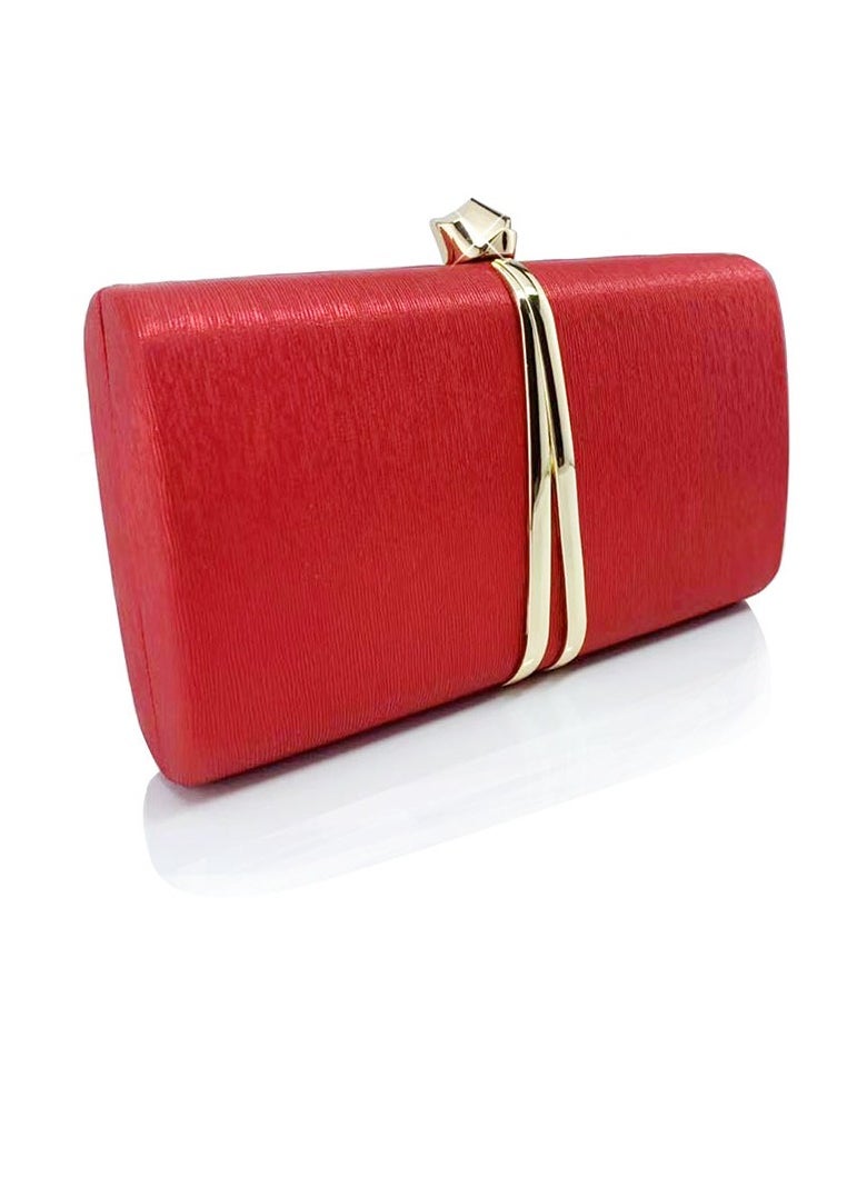 Womens Fine Glitter Fabric Clutch Purses Evening Crossbody Bag Chain Handbag for Wedding Cocktail Party Prom Red