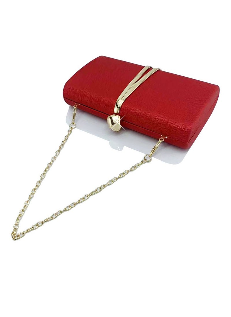 Womens Fine Glitter Fabric Clutch Purses Evening Crossbody Bag Chain Handbag for Wedding Cocktail Party Prom Red