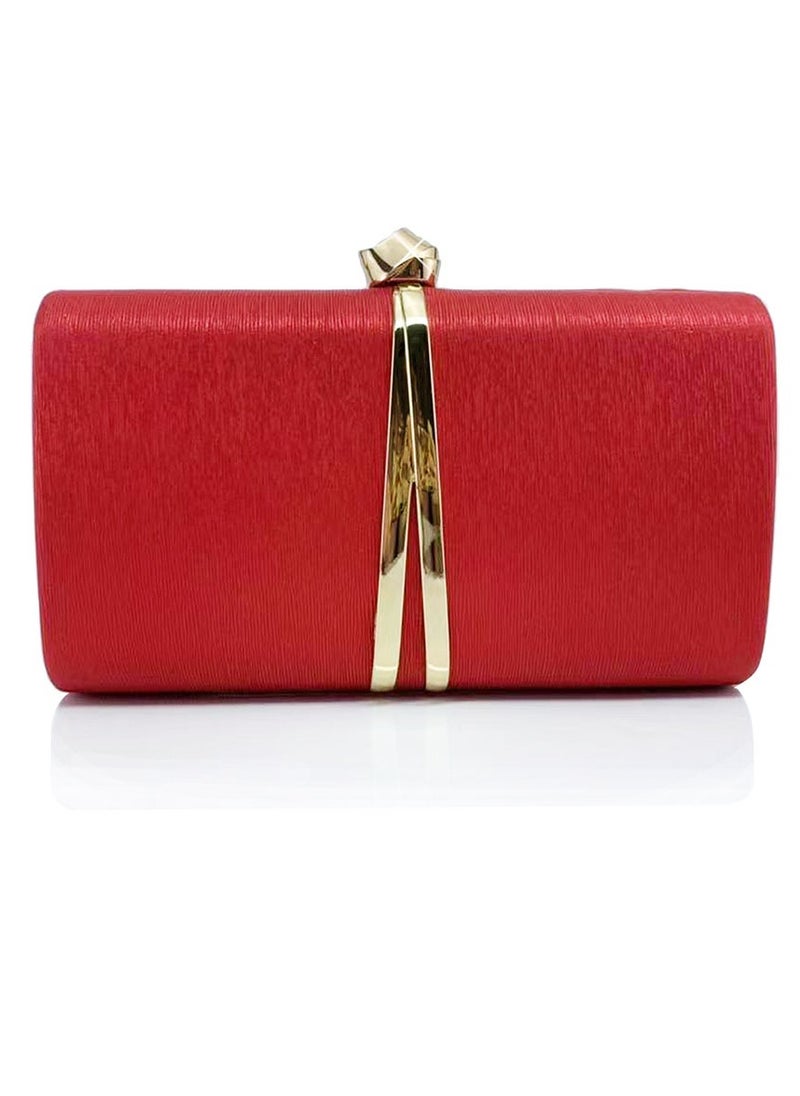 Womens Fine Glitter Fabric Clutch Purses Evening Crossbody Bag Chain Handbag for Wedding Cocktail Party Prom Red