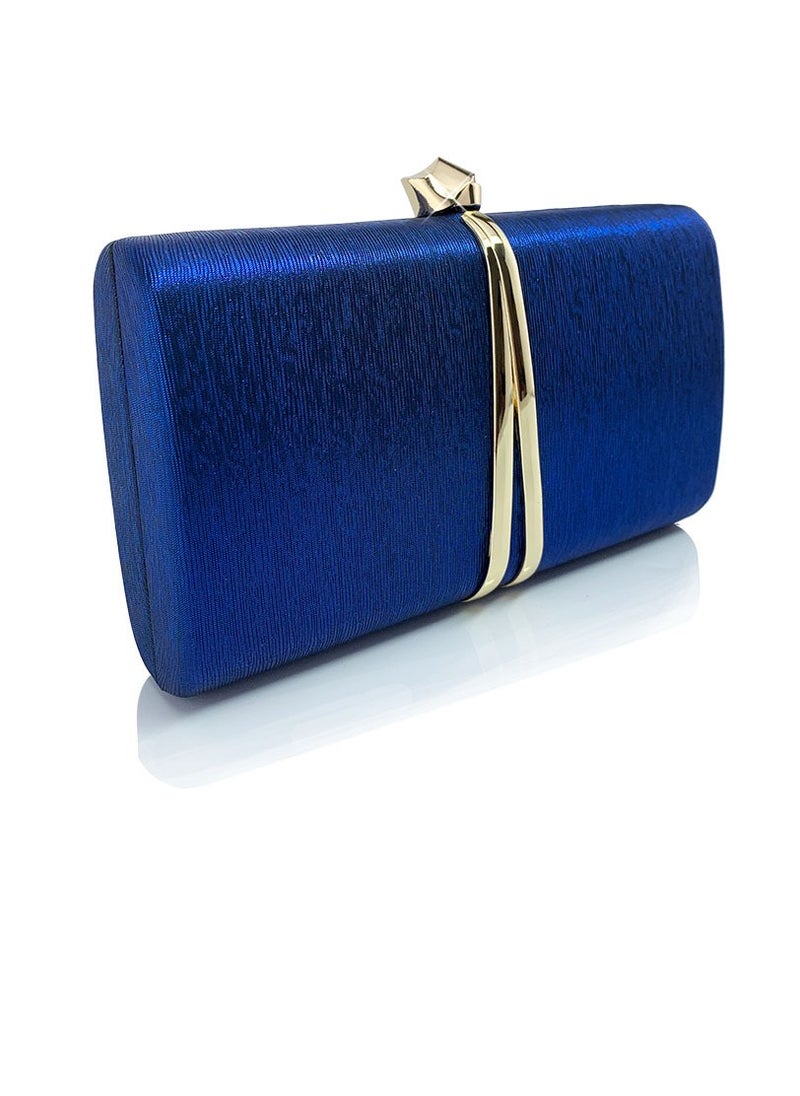 Womens Fine Glitter Fabric Clutch Purses Evening Crossbody Bag Chain Handbag for Wedding Cocktail Party Prom Dark Blue