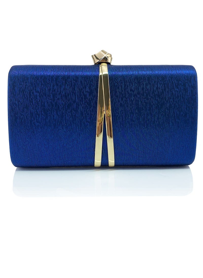 Womens Fine Glitter Fabric Clutch Purses Evening Crossbody Bag Chain Handbag for Wedding Cocktail Party Prom Dark Blue