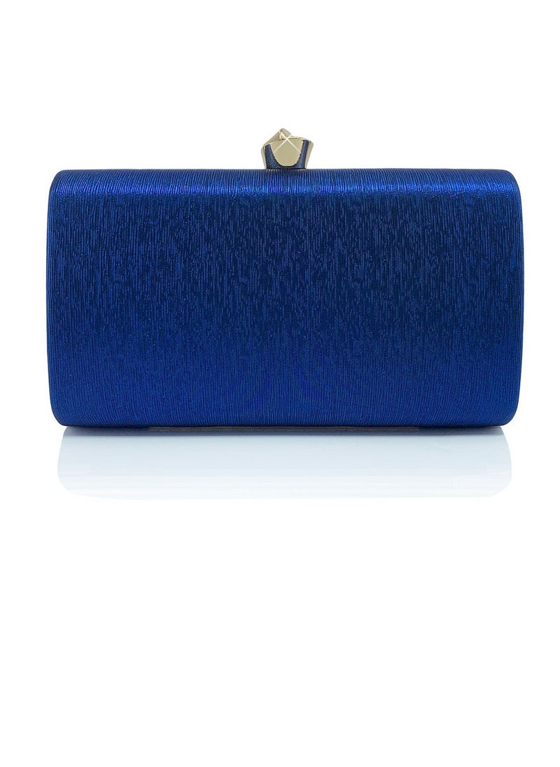 Womens Fine Glitter Fabric Clutch Purses Evening Crossbody Bag Chain Handbag for Wedding Cocktail Party Prom Dark Blue