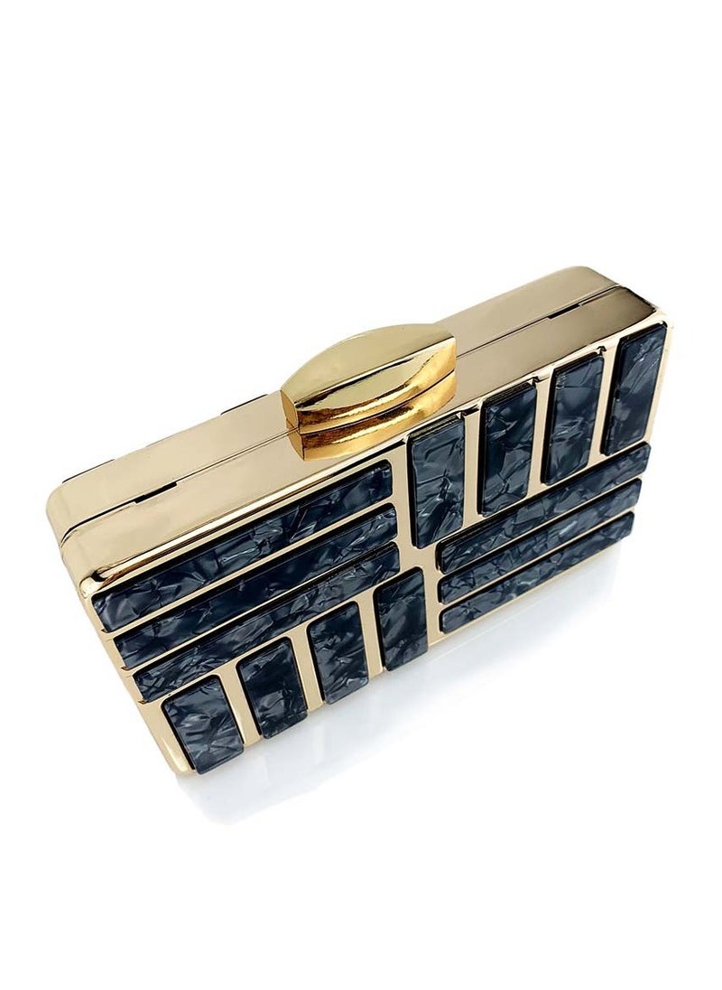 Womens Acrylic Clutch Purses Evening Crossbody Bag Shell Pattern Chain Purse Handbag for Wedding Cocktail Party Prom Black
