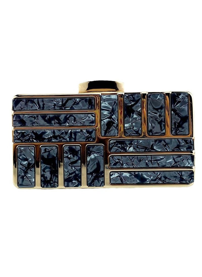 Womens Acrylic Clutch Purses Evening Crossbody Bag Shell Pattern Chain Purse Handbag for Wedding Cocktail Party Prom Black