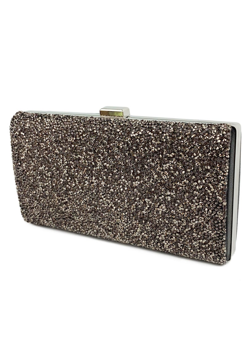 Womens Acrylic Clutch Purses Evening Crossbody Bag Shiny Rhinestones Decoration Chain Handbag for Wedding Cocktail Party Prom Grey