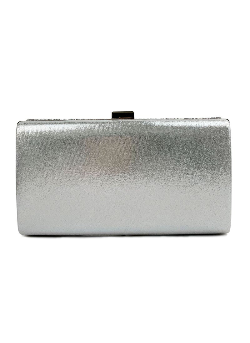 Womens Acrylic Clutch Purses Evening Crossbody Bag Shiny Rhinestones Decoration Chain Handbag for Wedding Cocktail Party Prom Silver