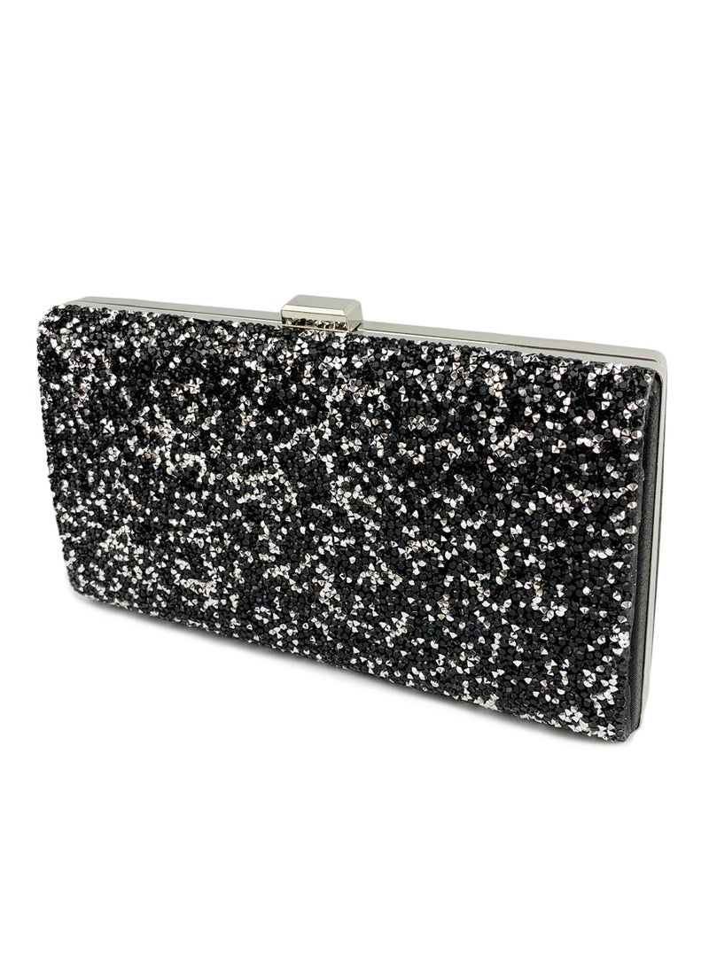Womens Acrylic Clutch Purses Evening Crossbody Bag Shiny Rhinestones Decoration Chain Handbag for Wedding Cocktail Party Prom Black
