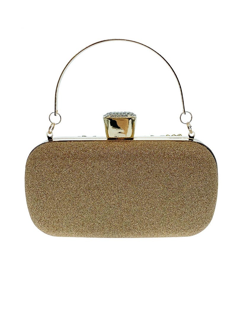 Womens Shiny Rhinestones Decoration Clutch Purses Evening Crossbody Bag Chain Handbag for Wedding Cocktail Party Prom Gold