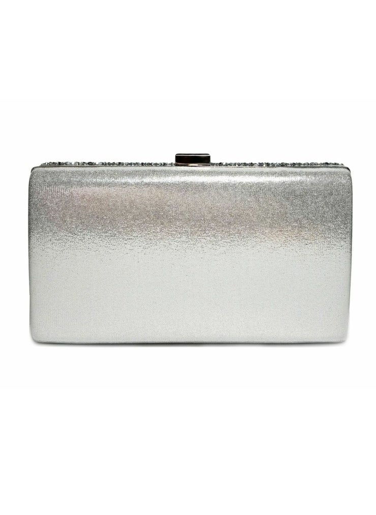 Womens Rhinestones Decoration Clutch Purses Evening Crossbody Bag Chain Handbag for Wedding Cocktail Party Prom Silver