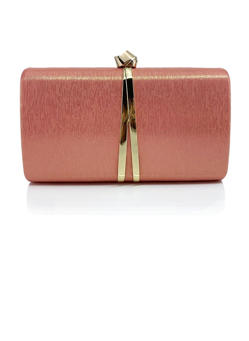 Womens Fine Glitter Fabric Clutch Purses Evening Crossbody Bag Chain Handbag for Wedding Cocktail Party Prom Pinkish Orange