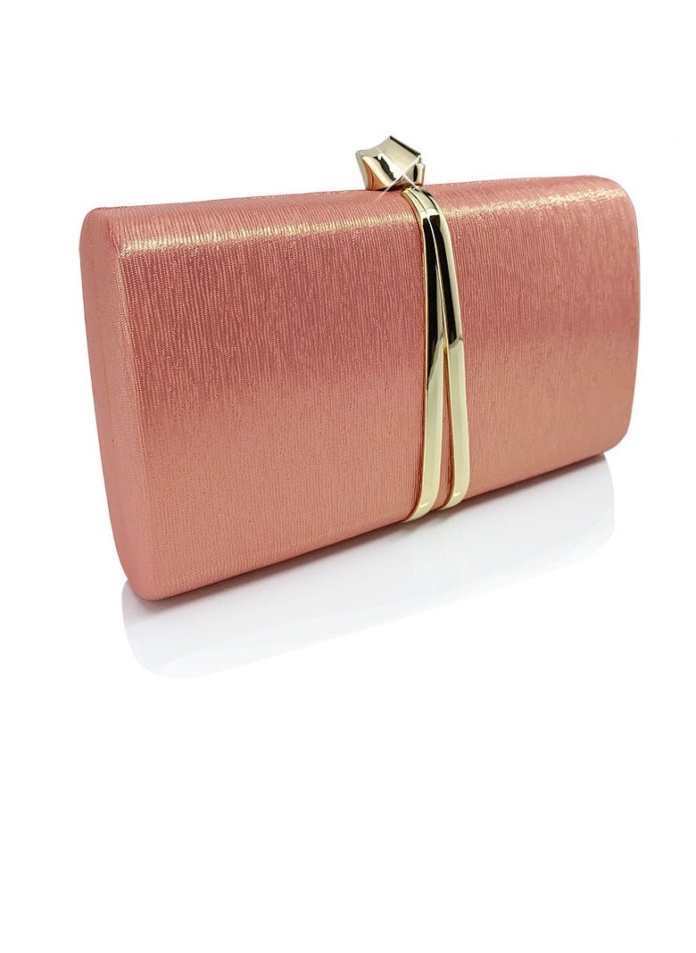 Womens Fine Glitter Fabric Clutch Purses Evening Crossbody Bag Chain Handbag for Wedding Cocktail Party Prom Pinkish Orange