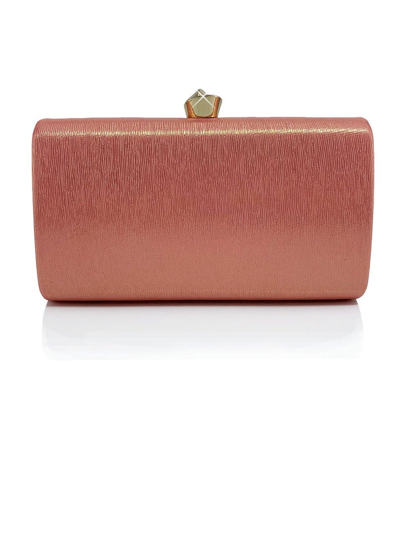 Womens Fine Glitter Fabric Clutch Purses Evening Crossbody Bag Chain Handbag for Wedding Cocktail Party Prom Pinkish Orange
