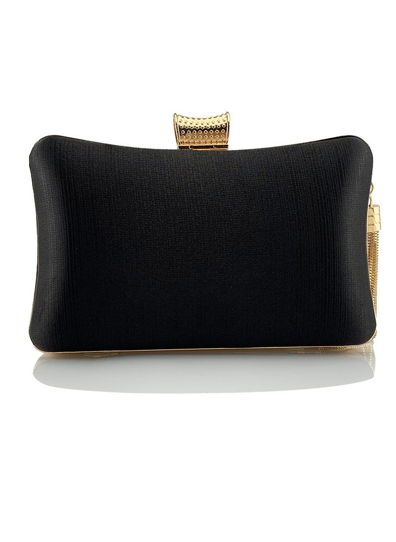 Womens tassel Decoration Clutch Purses Evening Crossbody Bag Chain Handbag for Wedding Cocktail Party Prom Black