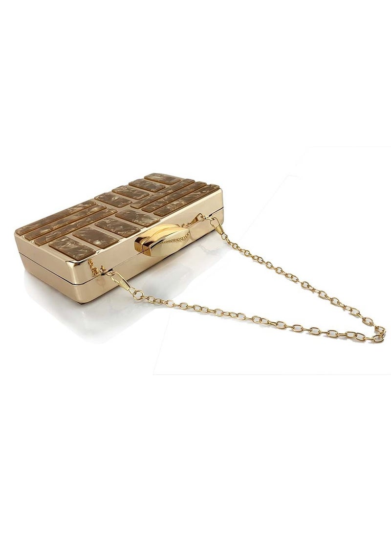 Womens Acrylic Clutch Purses Evening Crossbody Bag Shell Pattern Chain Purse Handbag for Wedding Cocktail Party Prom Light Brown