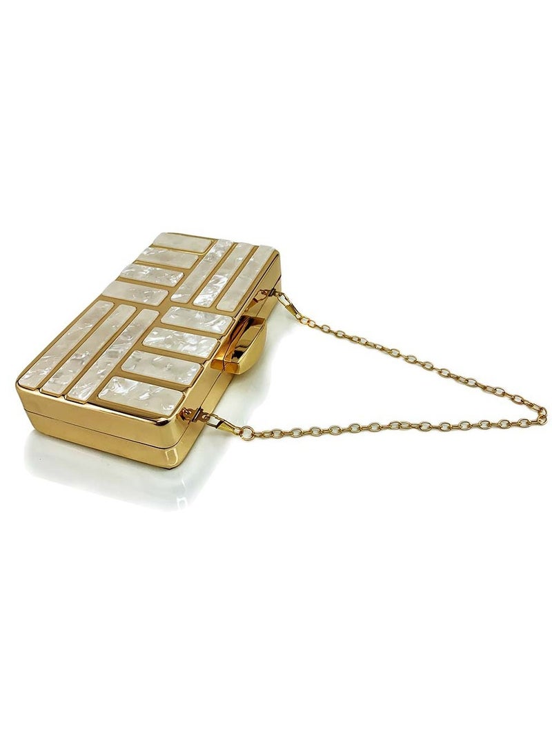 Womens Acrylic Clutch Purses Evening Crossbody Bag Shell Pattern Chain Purse Handbag for Wedding Cocktail Party Prom Light Beige