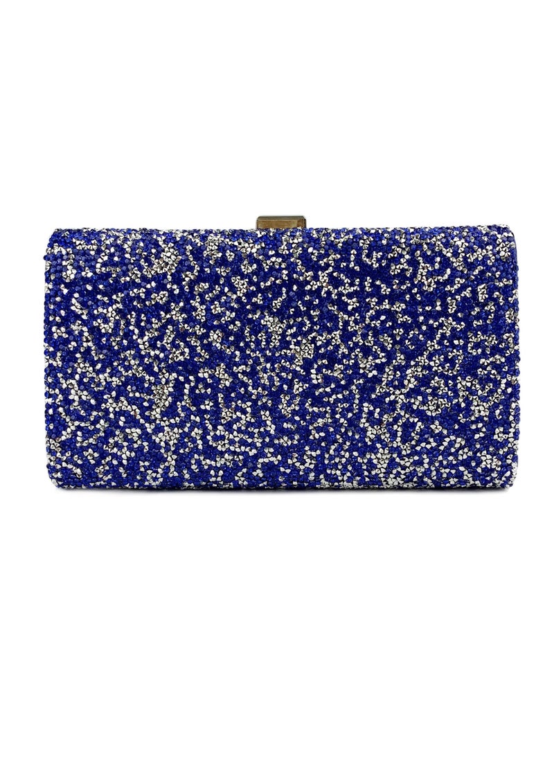 Womens Acrylic Clutch Purses Evening Crossbody Bag Shiny Rhinestones Decoration Chain Handbag for Wedding Cocktail Party Prom Blue