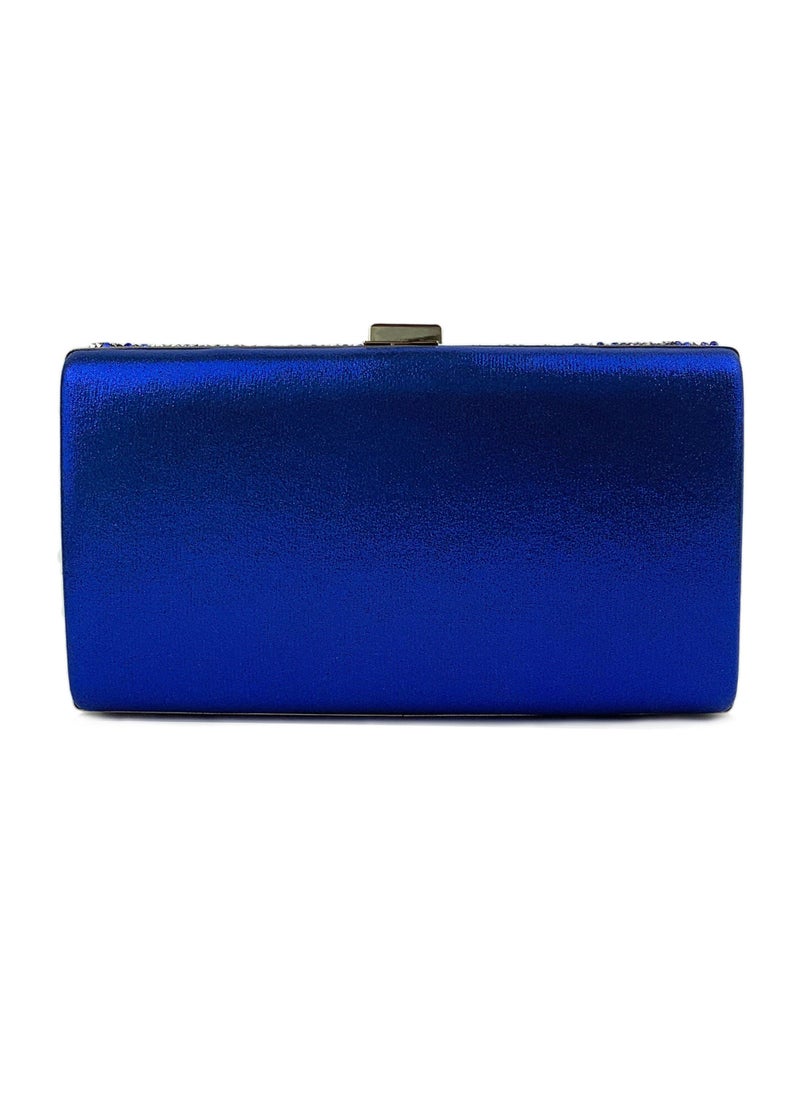 Womens Acrylic Clutch Purses Evening Crossbody Bag Shiny Rhinestones Decoration Chain Handbag for Wedding Cocktail Party Prom Blue