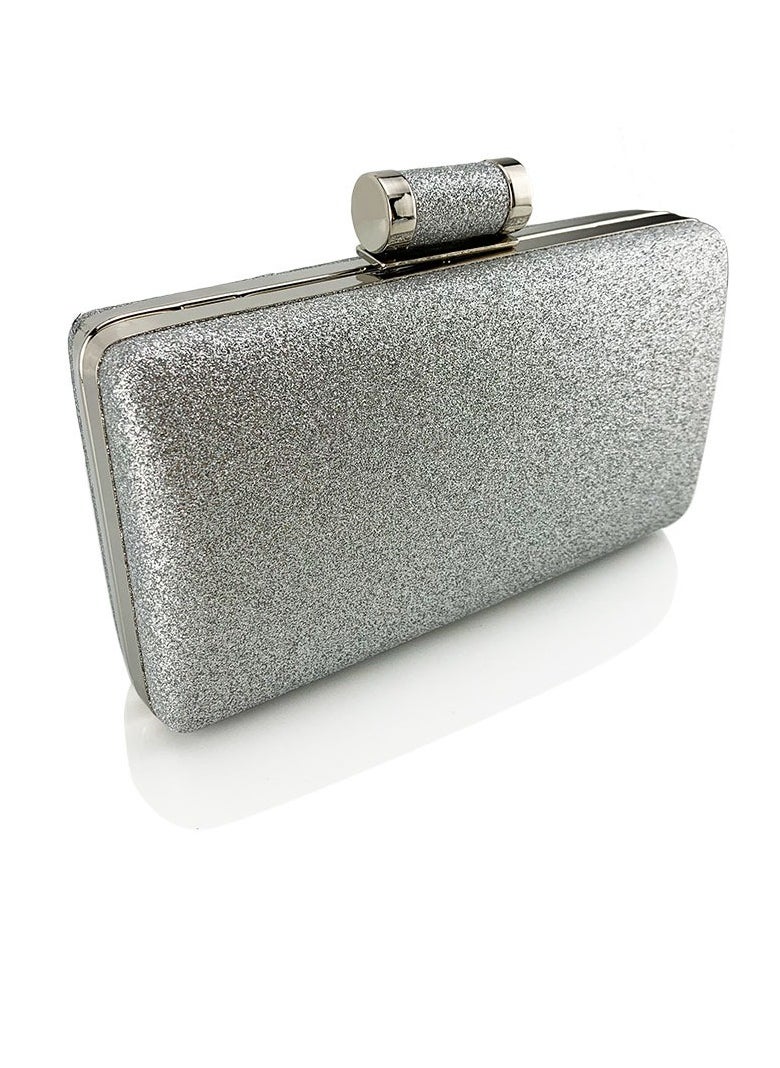 Womens Fine Glitter Fabric Clutch Purses Evening Crossbody Bag Chain Handbag for Wedding Cocktail Party Prom Light Grey
