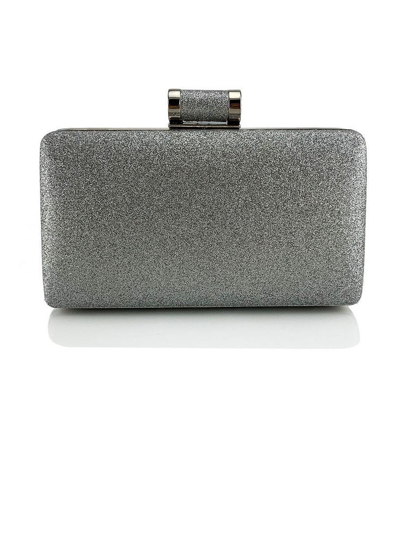 Womens Fine Glitter Fabric Clutch Purses Evening Crossbody Bag Chain Handbag for Wedding Cocktail Party Prom Light Grey