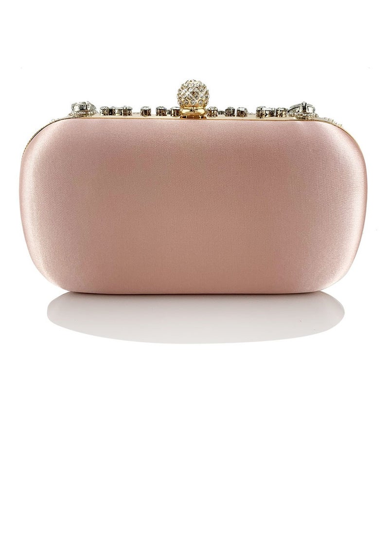 Womens Rhinestones Decoration Clutch Purses Evening Crossbody Bag Chain Handbag for Wedding Cocktail Party Prom Pink