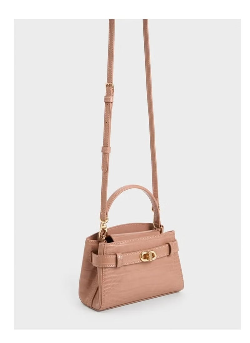 Charles & Keith Metal Buckle Strap Tote Shoulder Bag