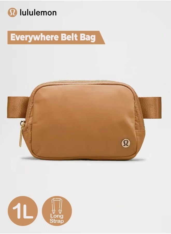 Everywhere Belt Bag, Compact and Convenient Belly Bag with Zippered Pockets, Easy Access Exterior Pocket and Interior Essentials Pocket for On the Go Storage, Brown