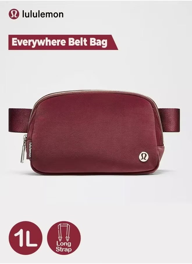 Everywhere Belt Bag, Compact Crossbody Bag with Zippered Pockets, Exterior Pocket, and Interior Essentials Storage for On-the-Go Convenience, Maroon