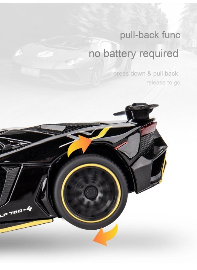 1:32 Lamborghinis LP780 SVJ Diecasts Toy Vehicles Car Model Alloy Boys Toy Car Simulation Sound Light Collectibles Kids Toy Gift