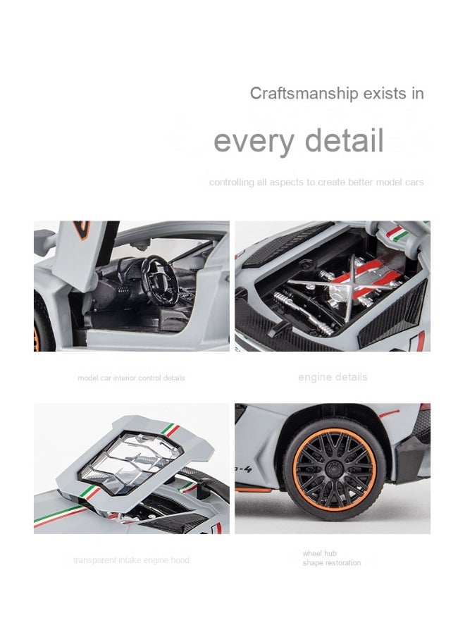 1:32 Lamborghinis LP780 SVJ Diecasts Toy Vehicles Car Model Alloy Boys Toy Car Simulation Sound Light Collectibles Kids Toy Gift