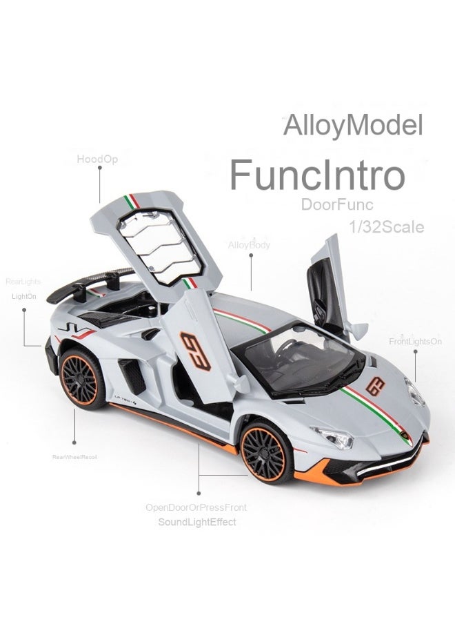 1:32 Lamborghinis LP780 SVJ Diecasts Toy Vehicles Car Model Alloy Boys Toy Car Simulation Sound Light Collectibles Kids Toy Gift