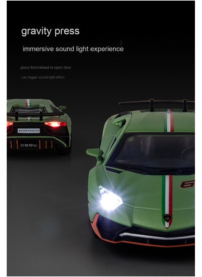 1:32 Lamborghinis LP780 SVJ Diecasts Toy Vehicles Car Model Alloy Boys Toy Car Simulation Sound Light Collectibles Kids Toy Gift