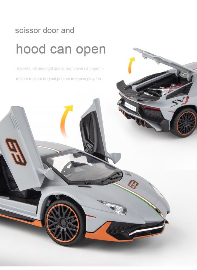 1:32 Lamborghinis LP780 SVJ Diecasts Toy Vehicles Car Model Alloy Boys Toy Car Simulation Sound Light Collectibles Kids Toy Gift