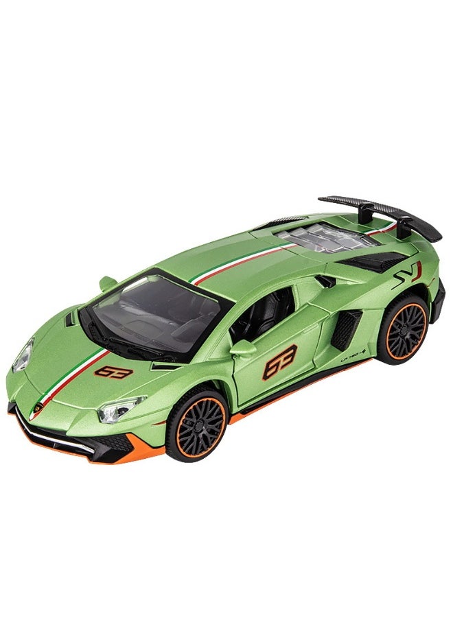 1:32 Lamborghinis LP780 SVJ Diecasts Toy Vehicles Car Model Alloy Boys Toy Car Simulation Sound Light Collectibles Kids Toy Gift
